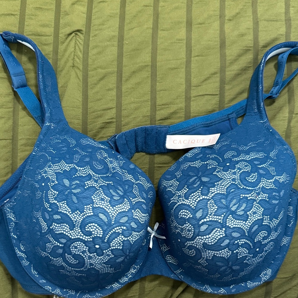 Cacique Teal Floral Lace Bra